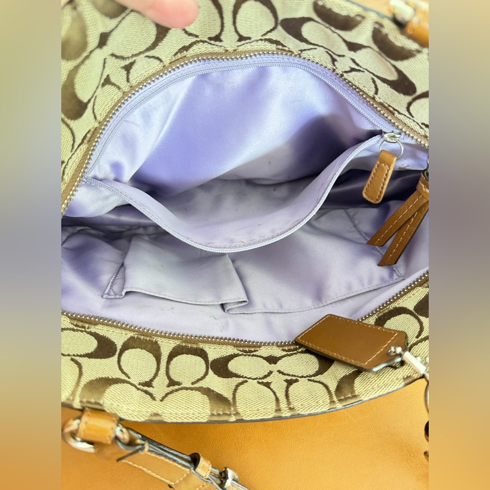 Coach Tan and Brown Signature Shoulder Bag - Picture 9 of 10